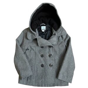Old Navy Heather Grey Hooded Pea Coat for Kids Recycled Wool